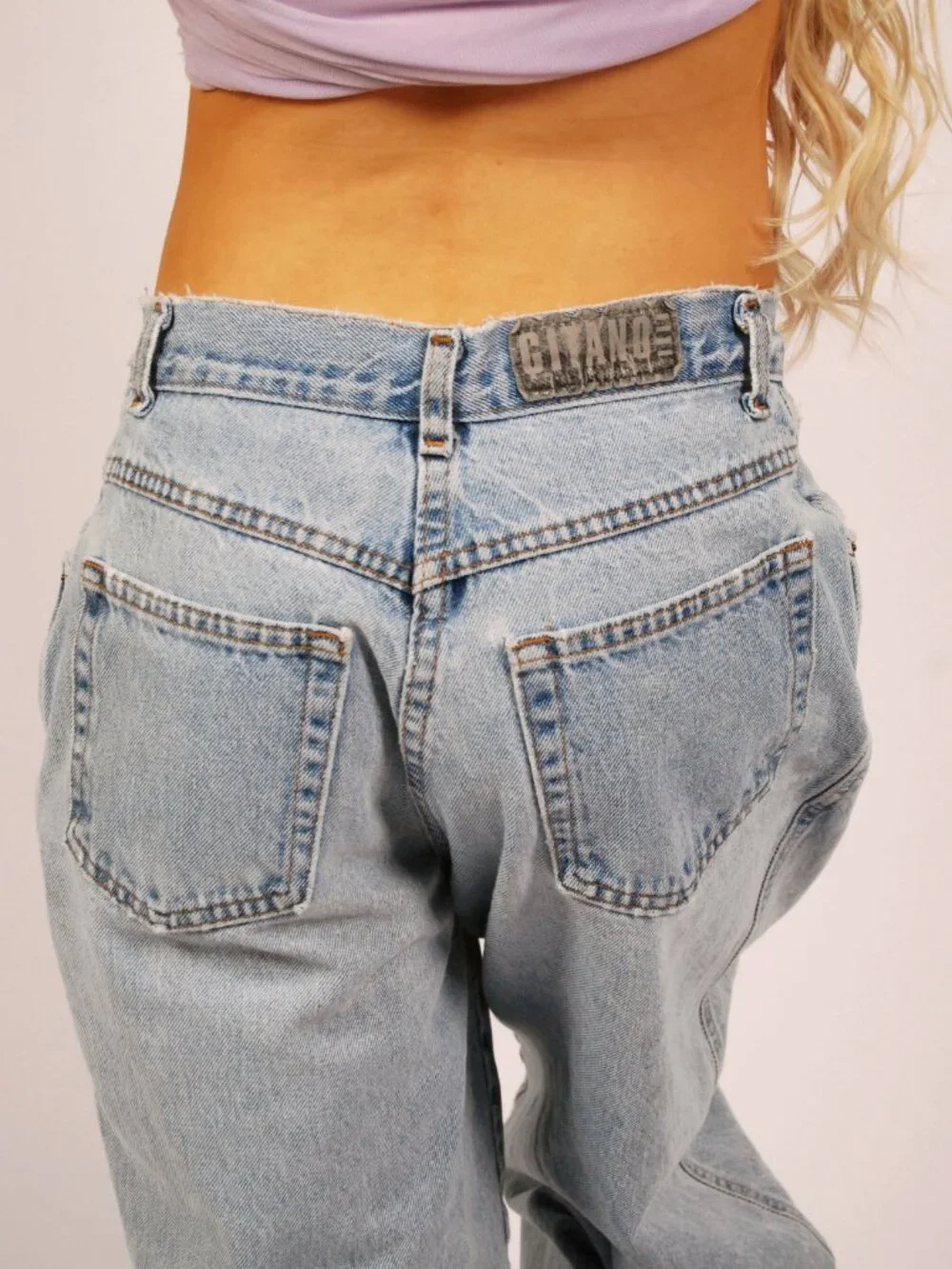 90s Light Wash Jeans (26) blue denim vintage women cool casual high waist baggy - Picture 8 of 10